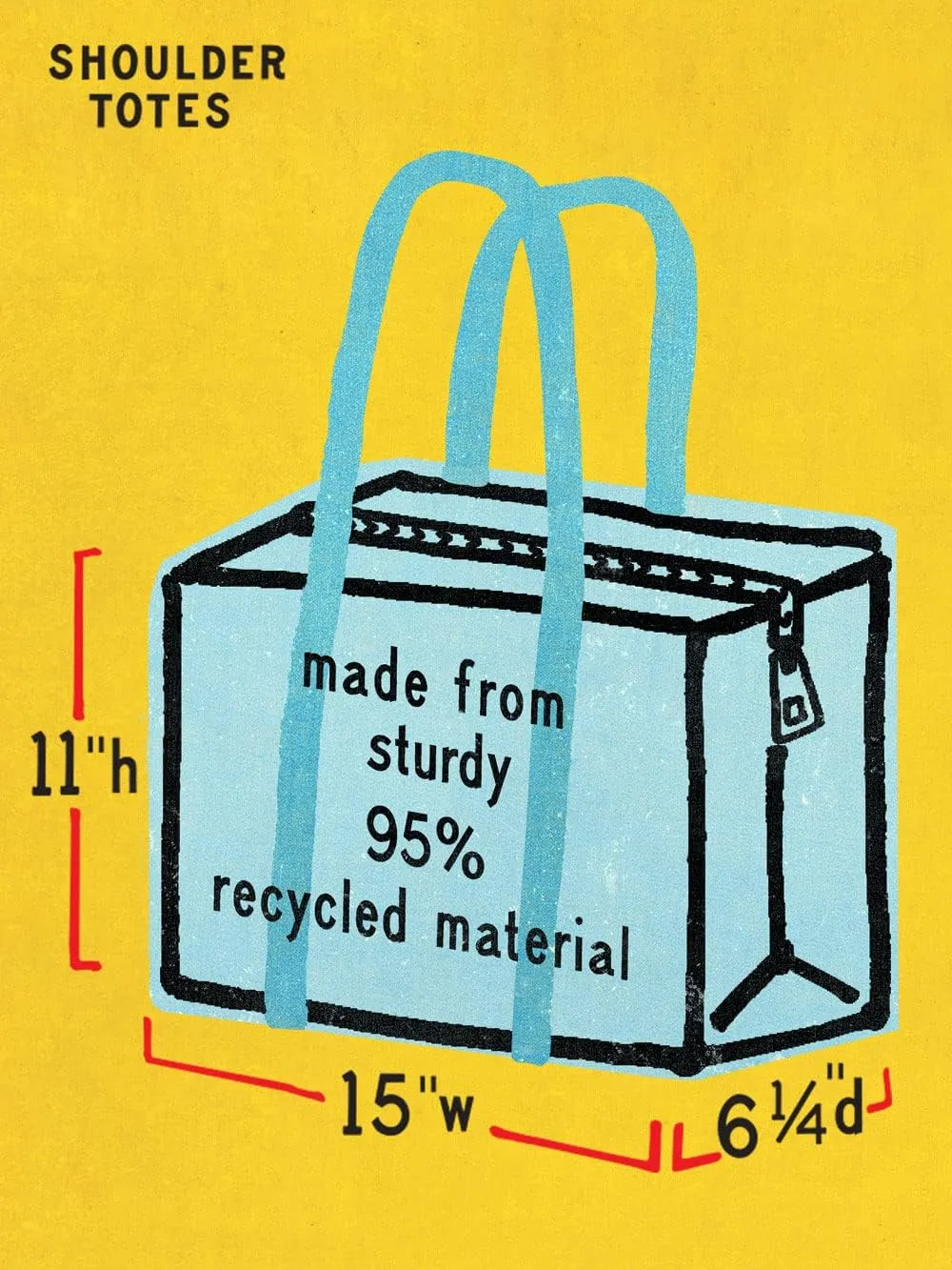 Blue Q Shoulder Totes: The Carry Everywhere Bag With a Hefty Zipper, Exterior Pocket, Reinforced Floor. 95% Recycled Material