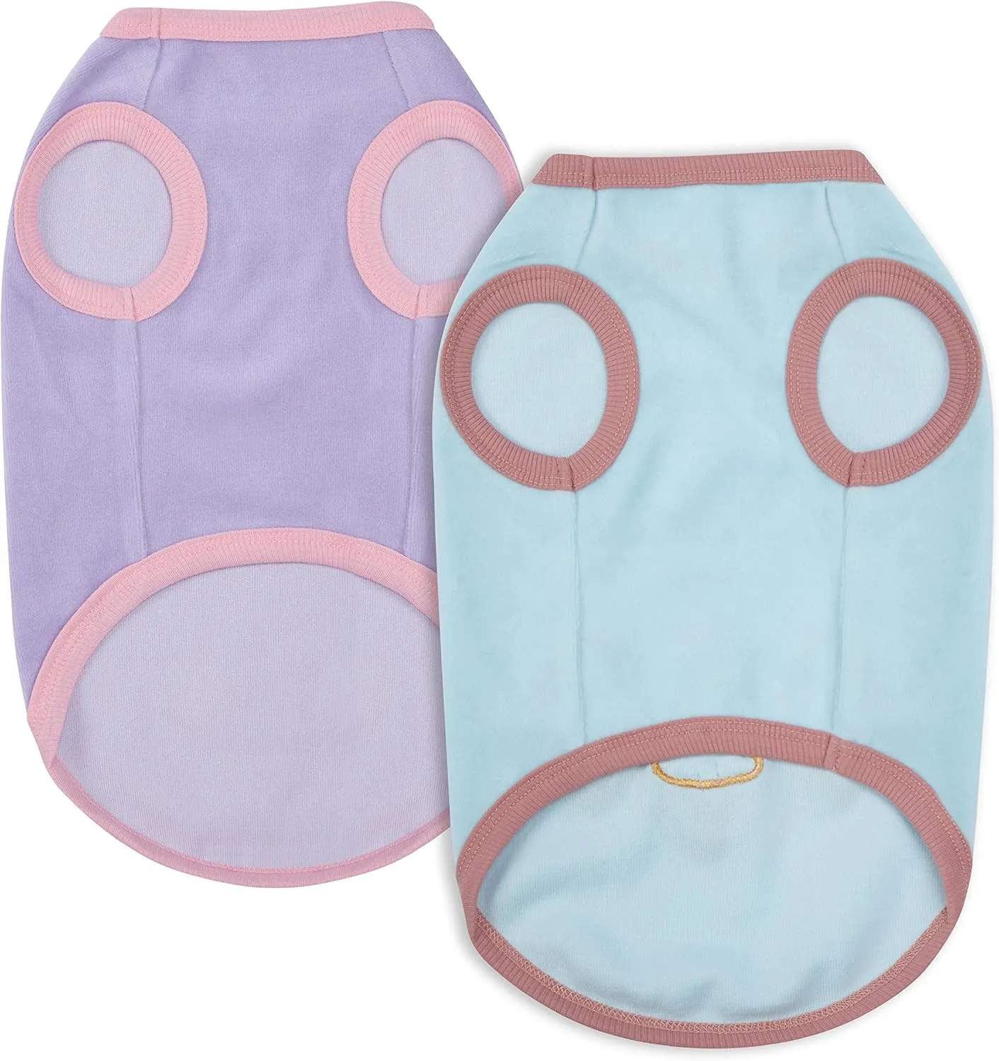 Blueberry Pet Pack of 2 Soft & Comfy Perfect Wardrobe Essential Everyday Cotton Blend Dog Pajamas & Tank Top T Shirts, Back Length 12", Clothes for Dogs