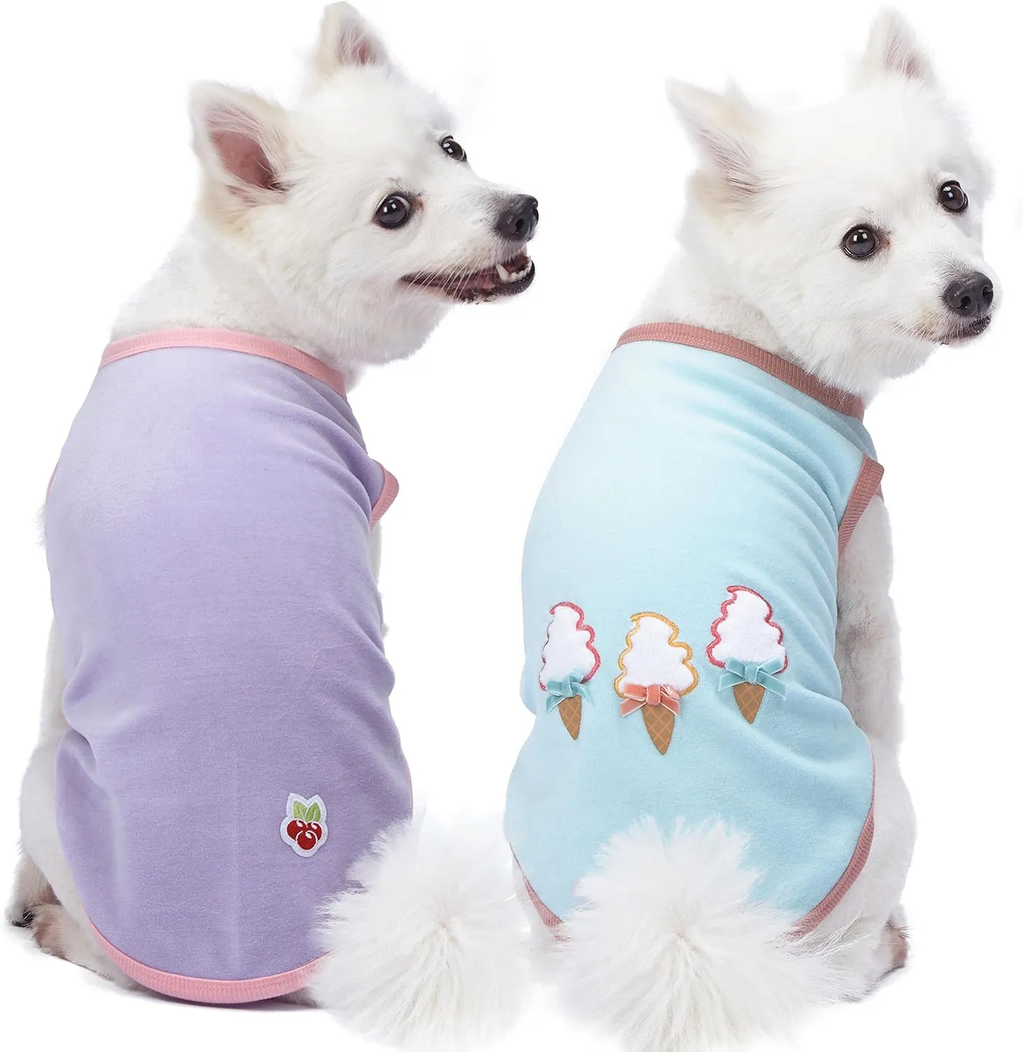 Blueberry Pet Pack of 2 Soft & Comfy Perfect Wardrobe Essential Everyday Cotton Blend Dog Pajamas & Tank Top T Shirts, Back Length 12", Clothes for Dogs