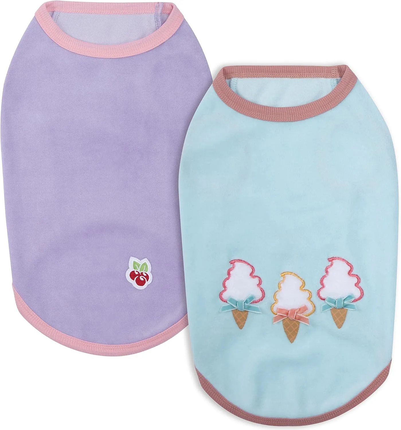 Blueberry Pet Pack of 2 Soft & Comfy Perfect Wardrobe Essential Everyday Cotton Blend Dog Pajamas & Tank Top T Shirts, Back Length 12", Clothes for Dogs