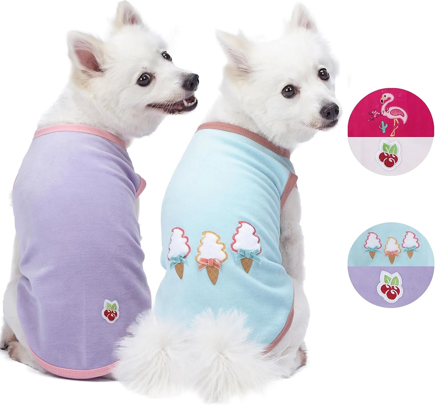 Blueberry Pet Pack of 2 Soft & Comfy Perfect Wardrobe Essential Everyday Cotton Blend Dog Pajamas & Tank Top T Shirts, Back Length 12", Clothes for Dogs
