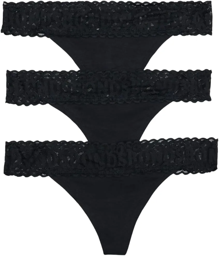 Bonds Women's Underwear Thong Pack, Lace-top Icons Panties for Women, Stretchy Cotton-blend, Low-rise Underwear, 3-pack