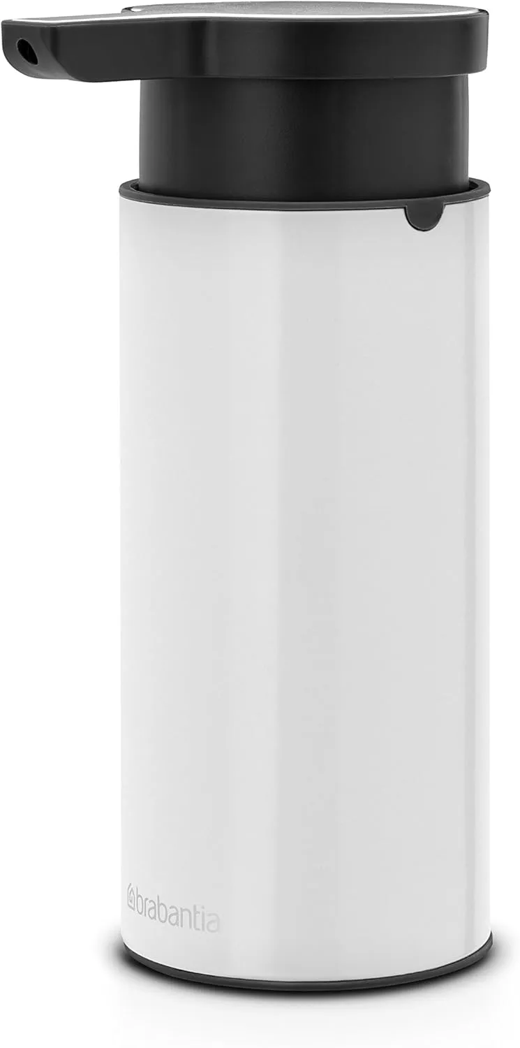 Brabantia Soap Dispenser 6.7oz (White) Handwash, Lotion, Shampoo Pump for Bathroom/Kitchen - Easy Refill, Easy Clean
