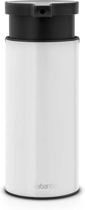 Brabantia Soap Dispenser 6.7oz (White) Handwash, Lotion, Shampoo Pump for Bathroom/Kitchen - Easy Refill, Easy Clean