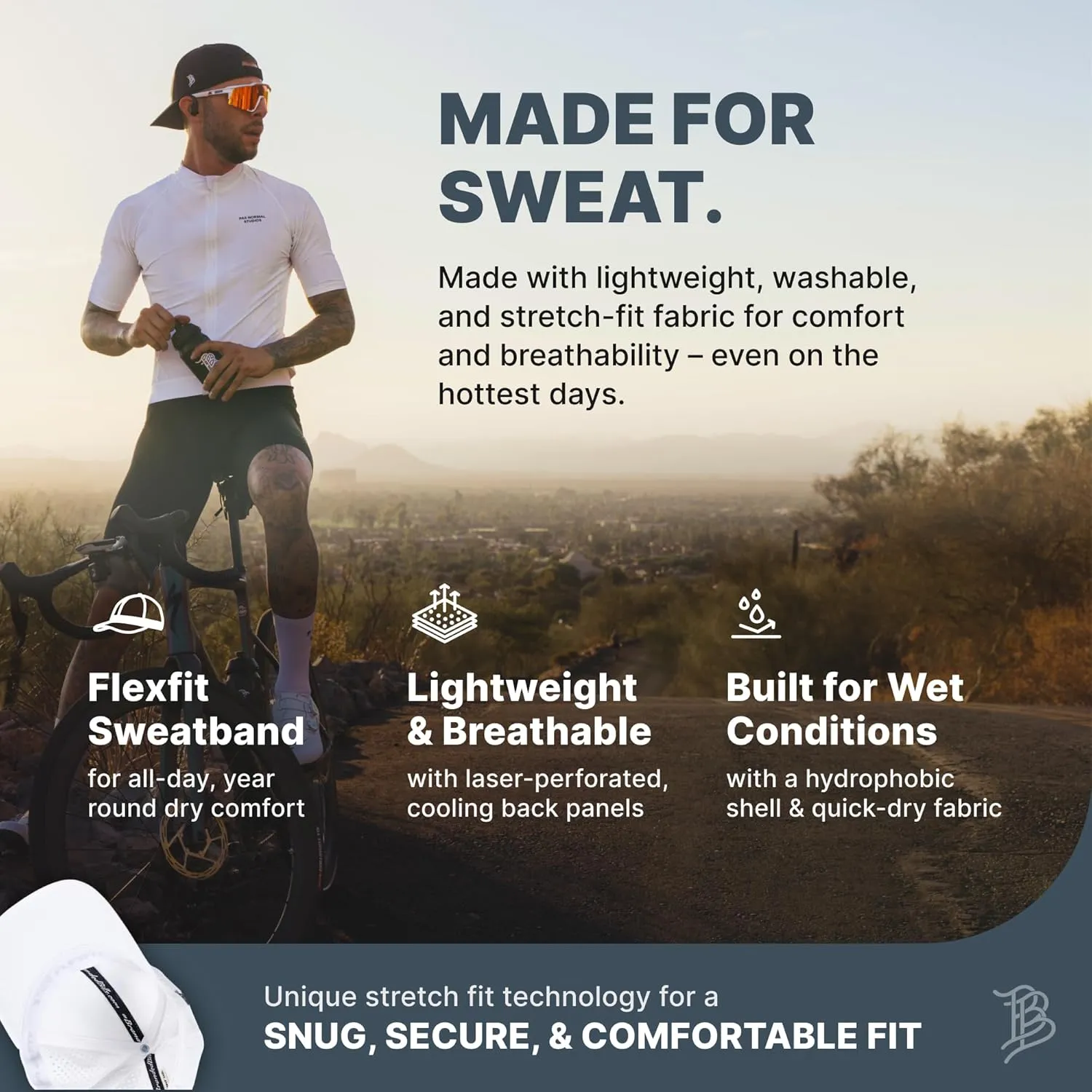 Branded Bills Arizona Stealth Flat Performance, Lightweight, Comfortable Baseball Cap