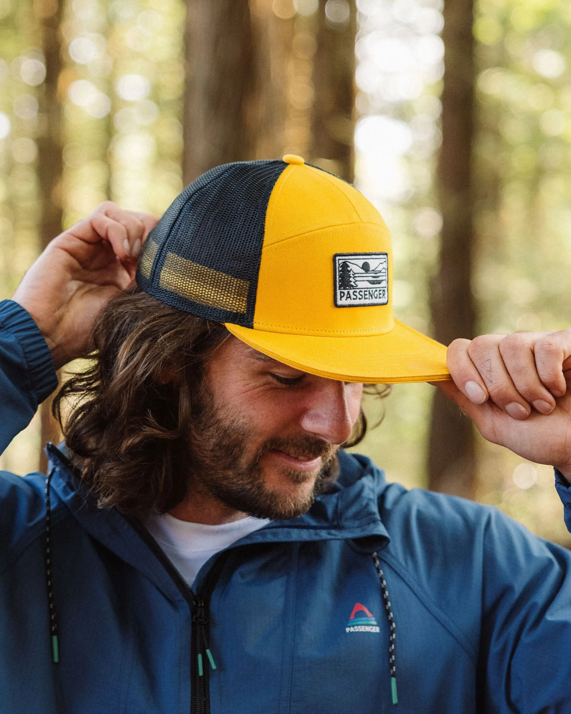Bright Sky 7 Panel Organic Cotton Trucker Hat - Spruce Yellow