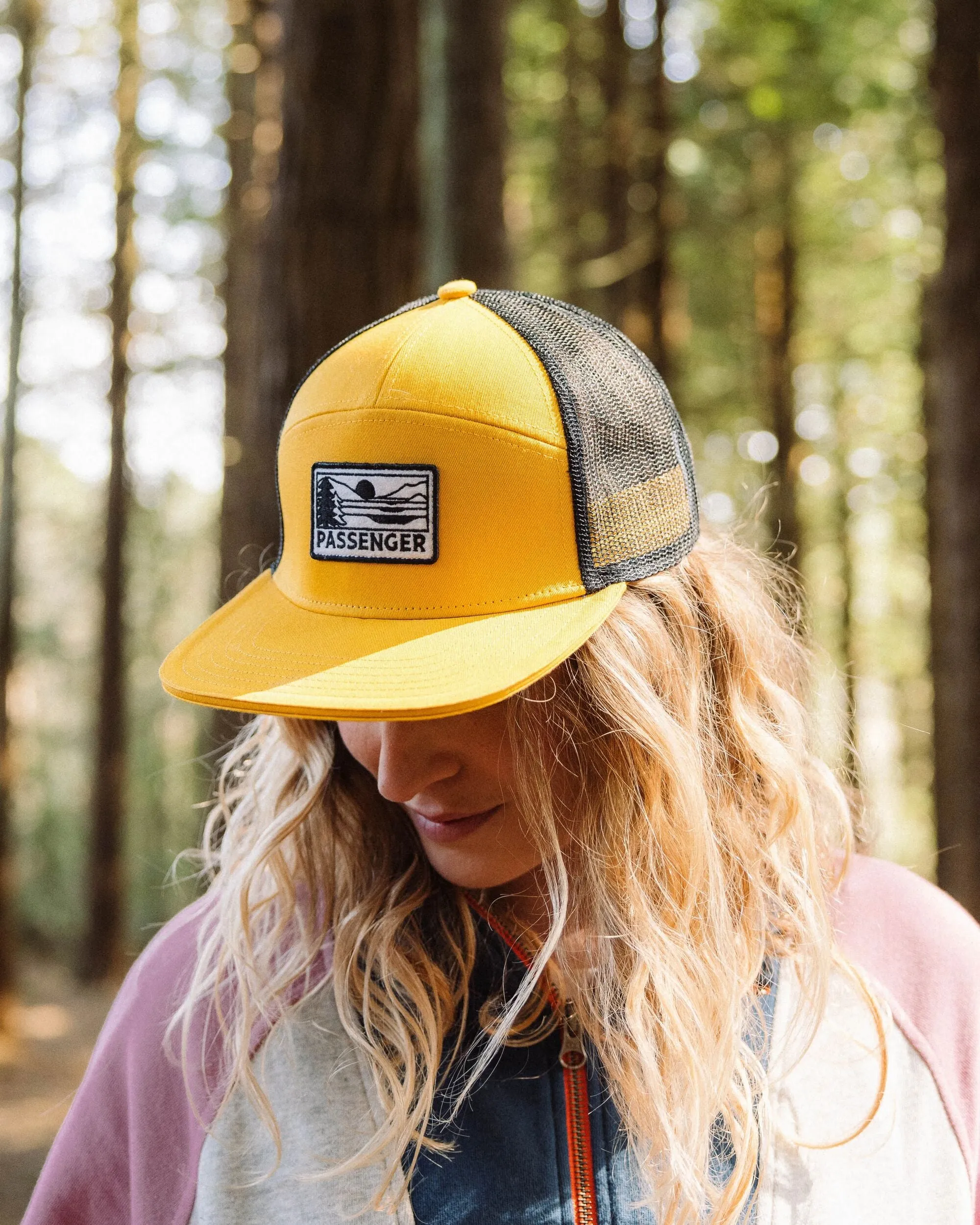 Bright Sky 7 Panel Organic Cotton Trucker Hat - Spruce Yellow