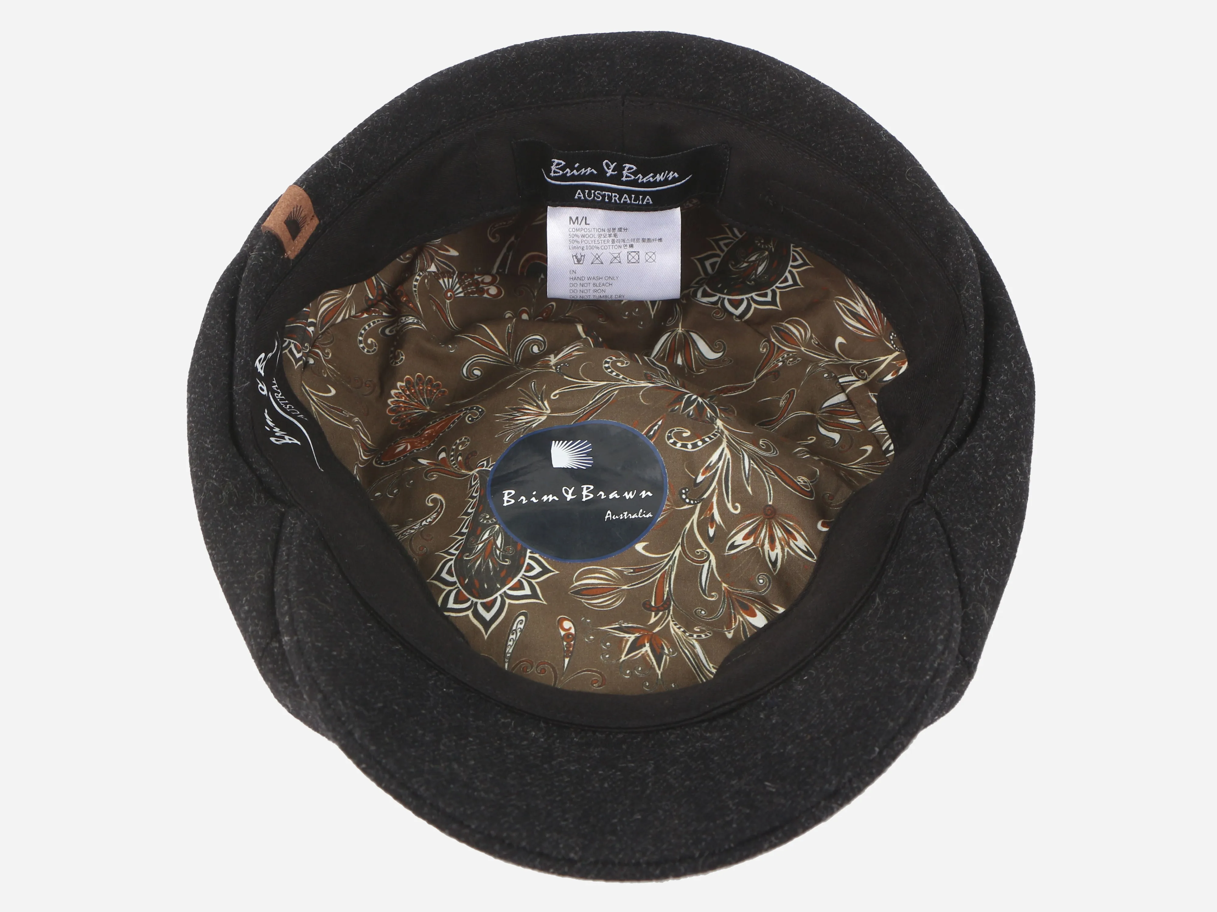 Brim&Brawn Flat Cap in Black Wool
