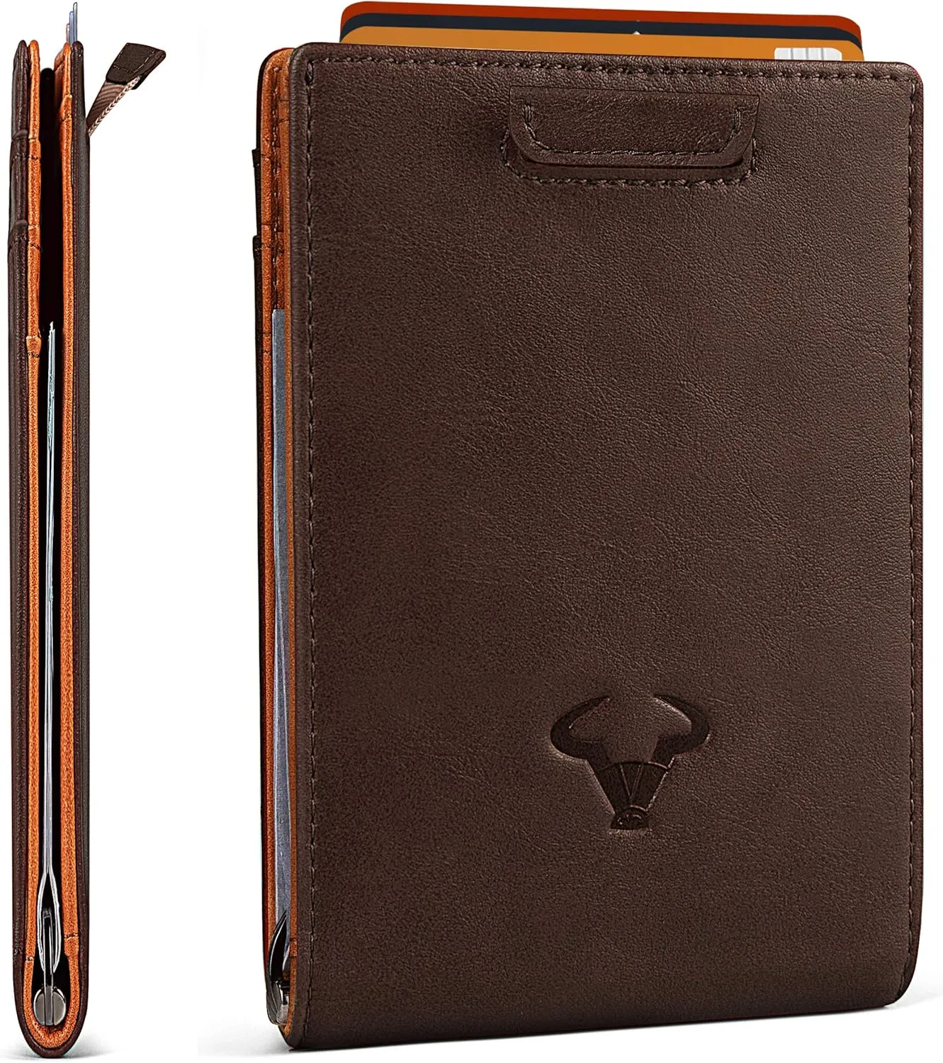 BULLIANT Slim Wallet Front Pocket, Money Clip Minimal Bifold Wallet For Men 10 Cards 3.1"x4.5",Pull-tap Access,RFID Blocking