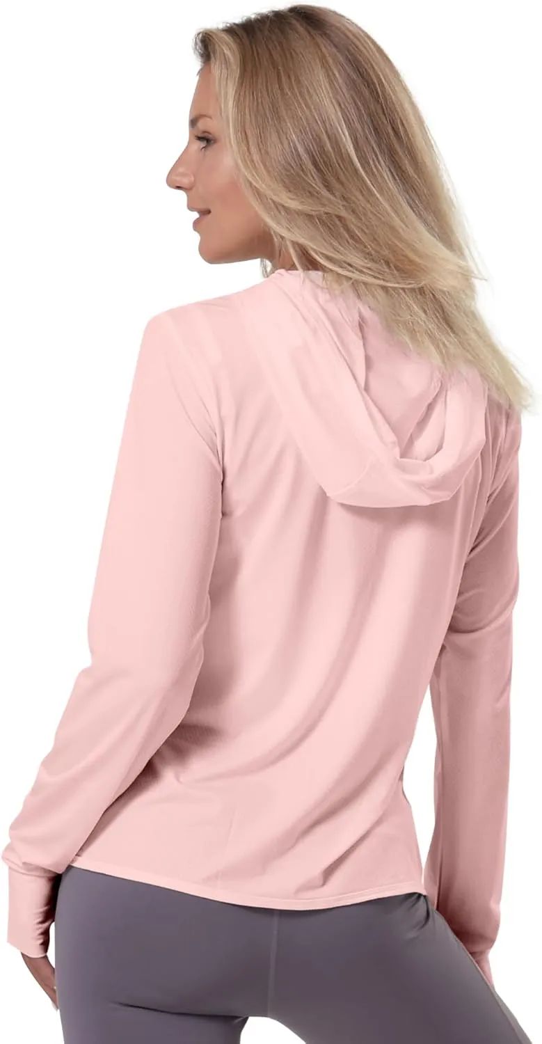 CAMELSPORTS Women UPF 50  Athletic Jacket Sun Protection Long Sleeve Hiking Shirts Lightweight Outdoor Hoodie with Pocket
