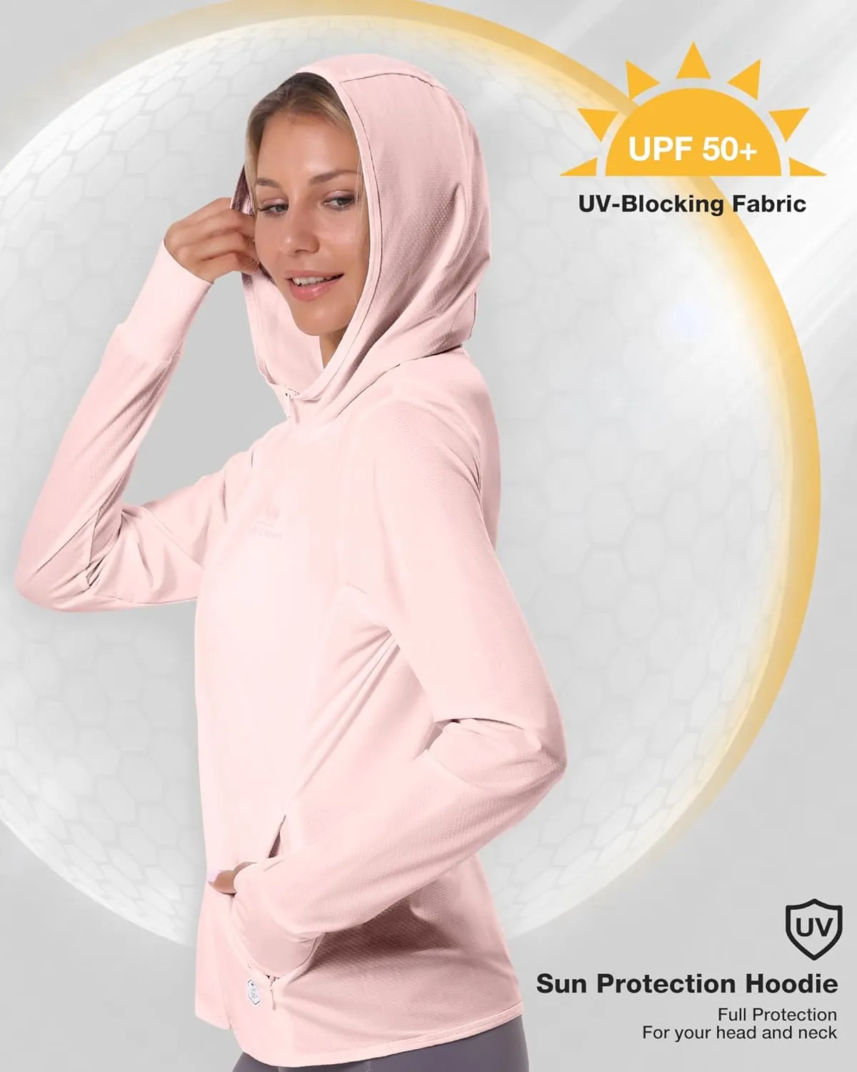 CAMELSPORTS Women UPF 50  Athletic Jacket Sun Protection Long Sleeve Hiking Shirts Lightweight Outdoor Hoodie with Pocket