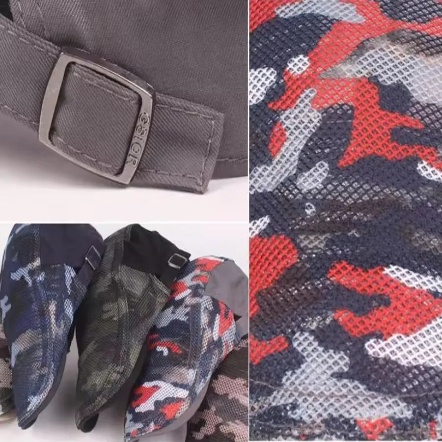 Camouflage Mesh Flat Cap - Fushia