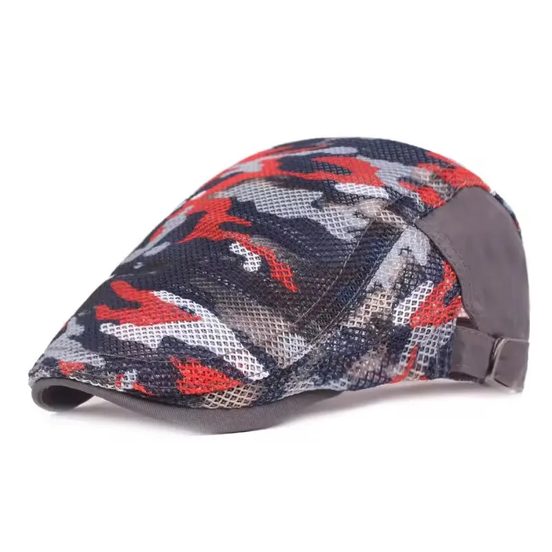 Camouflage Mesh Flat Cap - Fushia