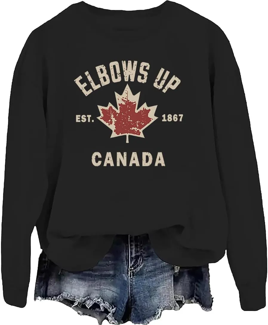 Canada Elbows Up Sweatshirt, Elbows Up Shirt, Funny Hockey Canada Flag Sweatshirt
