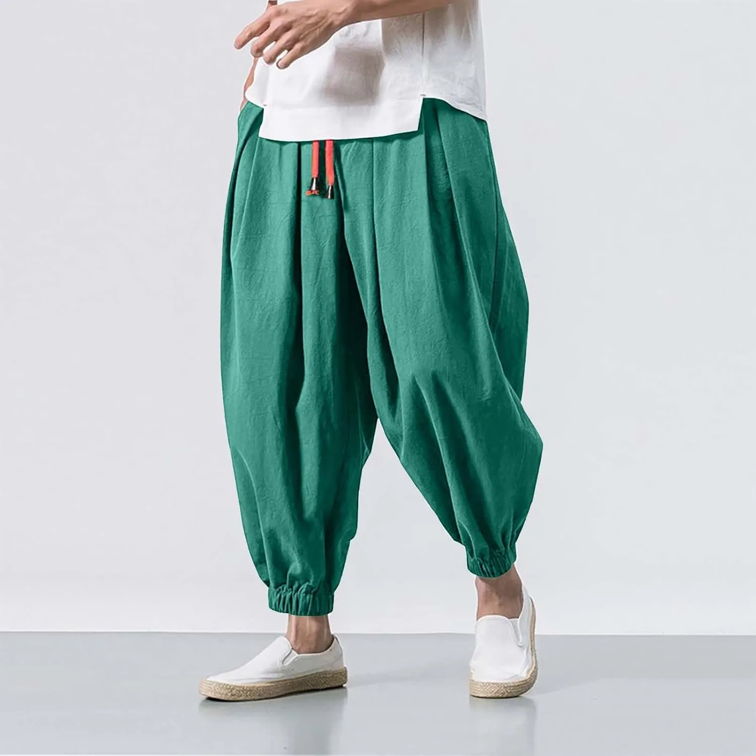 Cargo Work Pant Mens Drawstring Casual Lounge Pants Sports Running Fitness Gym Sweatpants Loose Joggers