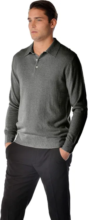 Cashmere Boutique 100% Pure Cashmere Polo Pullover Sweater for Men – Polo Neck, Long Sleeve, Lightweight, Soft & Warm Sweater