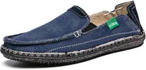 CASMAG Men's Casual Cloth Shoes Canvas Slip on Loafers Leisure Vintage Flat Boat Shoes