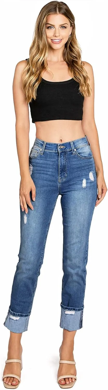 Celebrity Pink Women's Juniors High Rise Straight Leg Jeans
