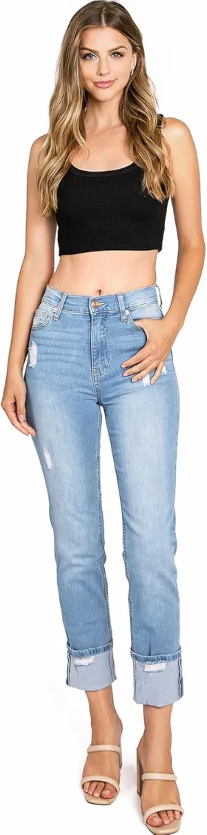 Celebrity Pink Women's Juniors High Rise Straight Leg Jeans