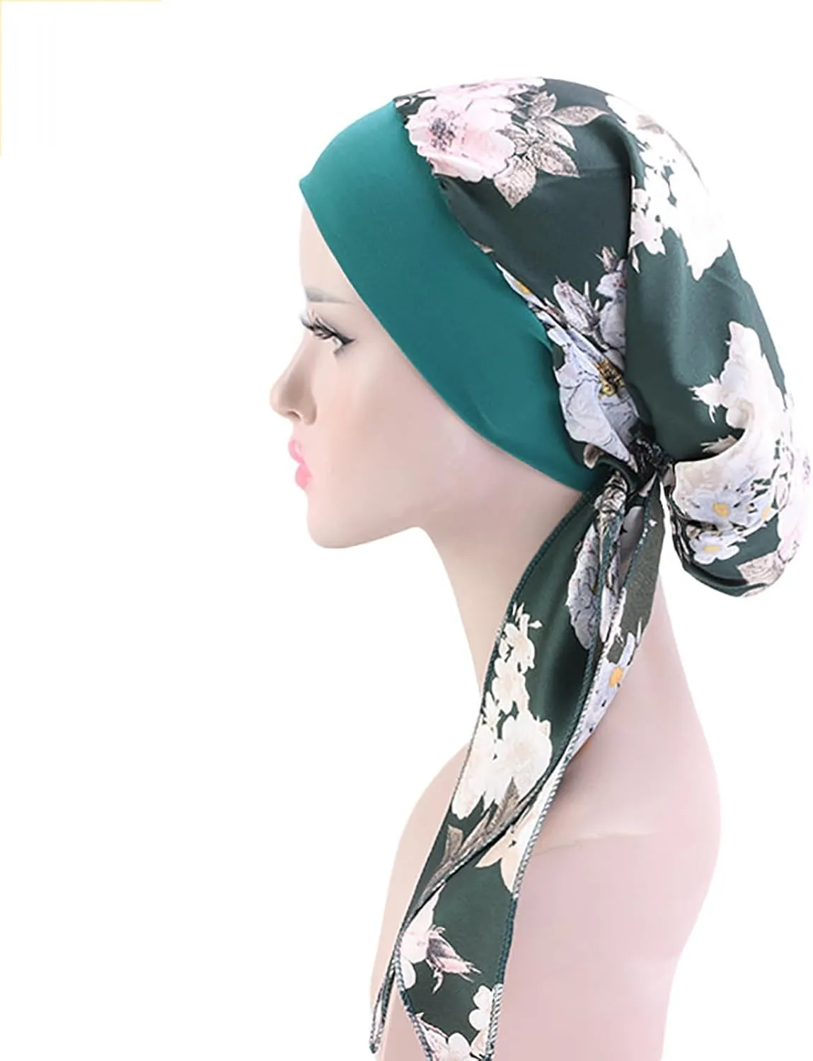 Chemo Headwear for Women 4 Pieces Pre Tied Head Scarf Beanie Skull Cover Cap