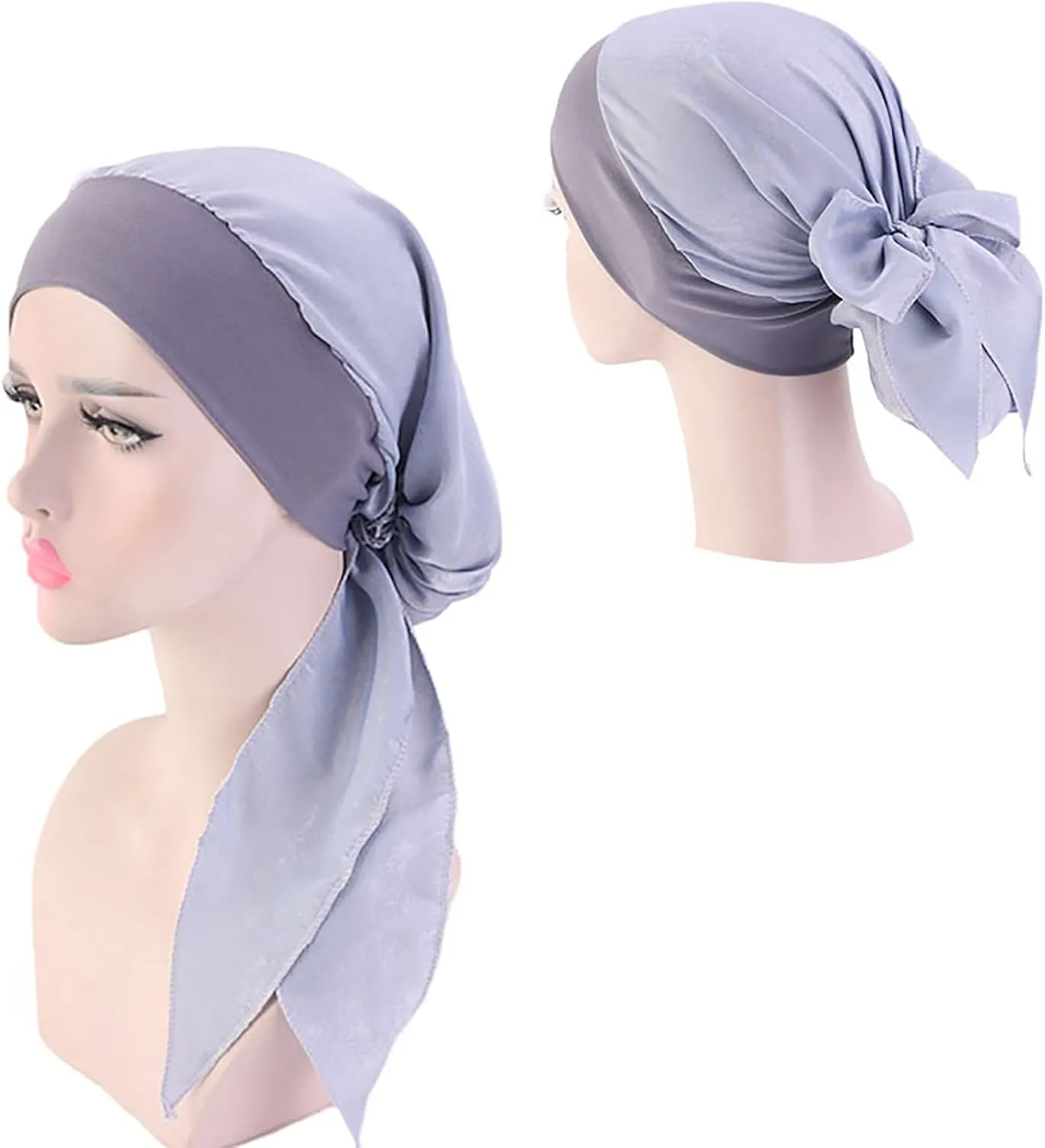 Chemo Headwear for Women 4 Pieces Pre Tied Head Scarf Beanie Skull Cover Cap