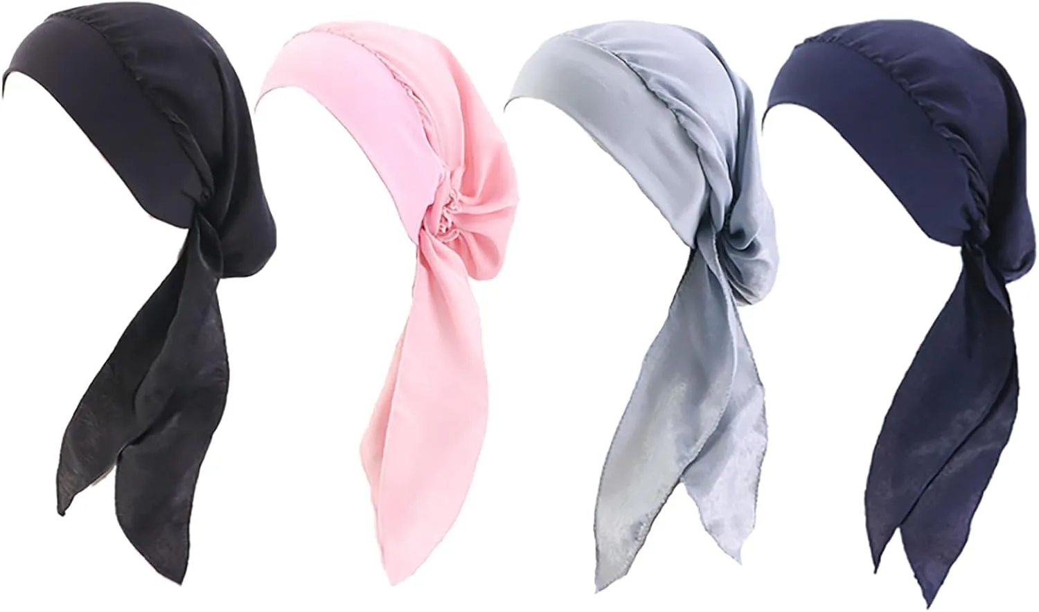 Chemo Headwear for Women 4 Pieces Pre Tied Head Scarf Beanie Skull Cover Cap