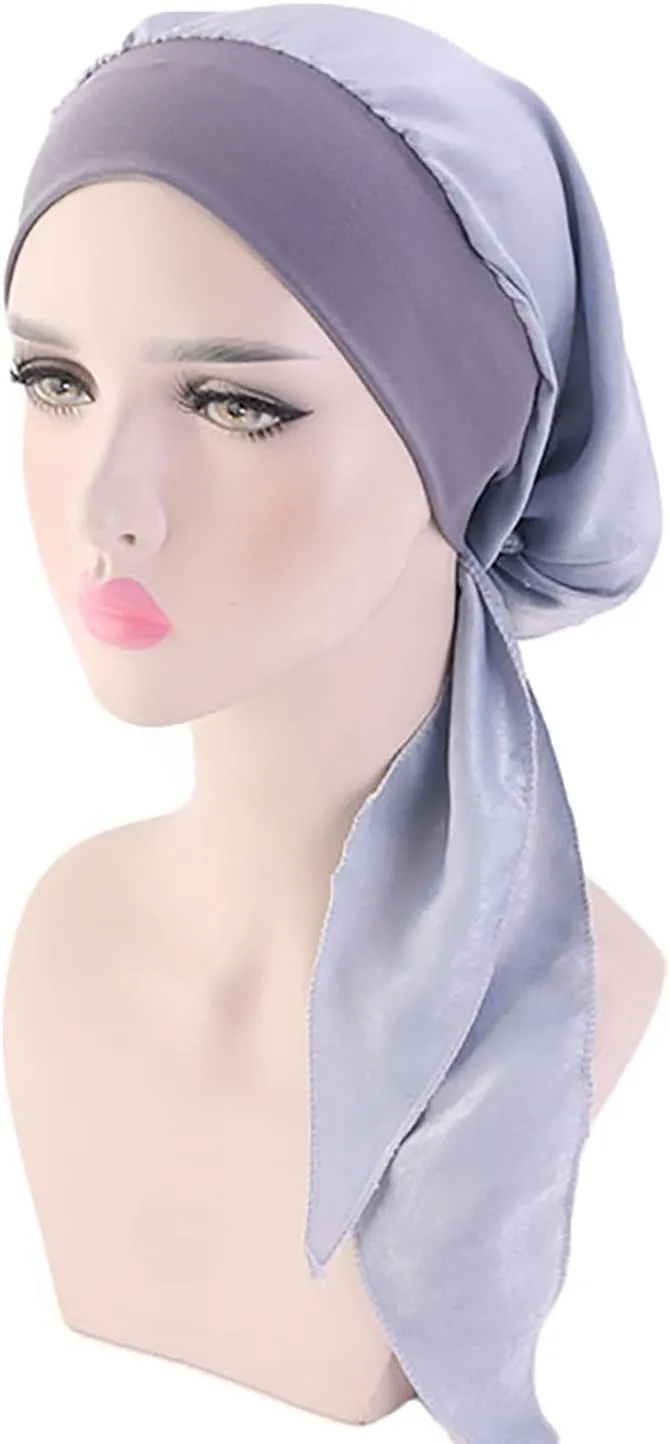Chemo Headwear for Women 4 Pieces Pre Tied Head Scarf Beanie Skull Cover Cap