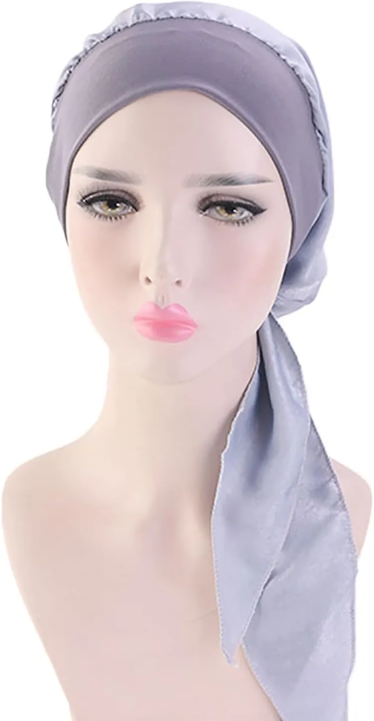 Chemo Headwear for Women 4 Pieces Pre Tied Head Scarf Beanie Skull Cover Cap
