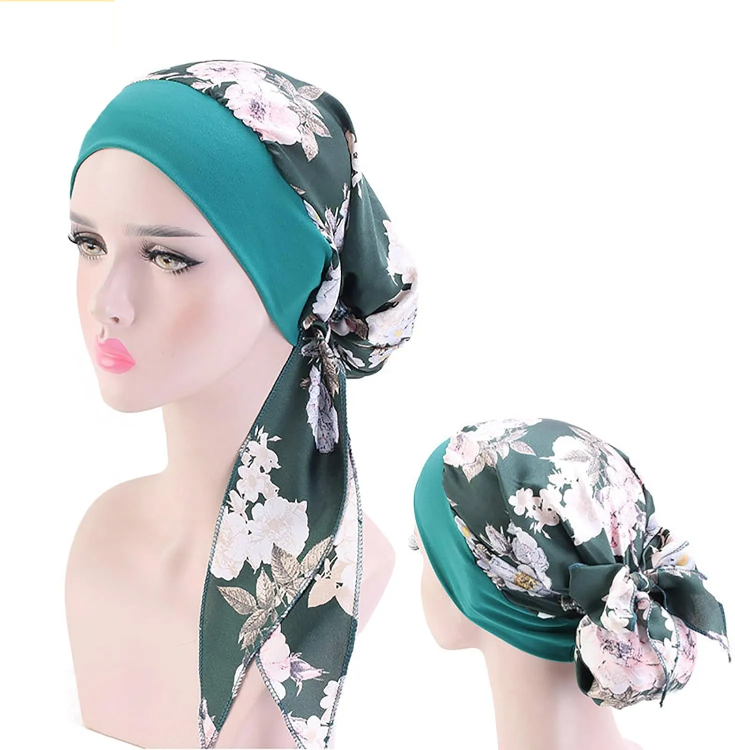 Chemo Headwear for Women 4 Pieces Pre Tied Head Scarf Beanie Skull Cover Cap
