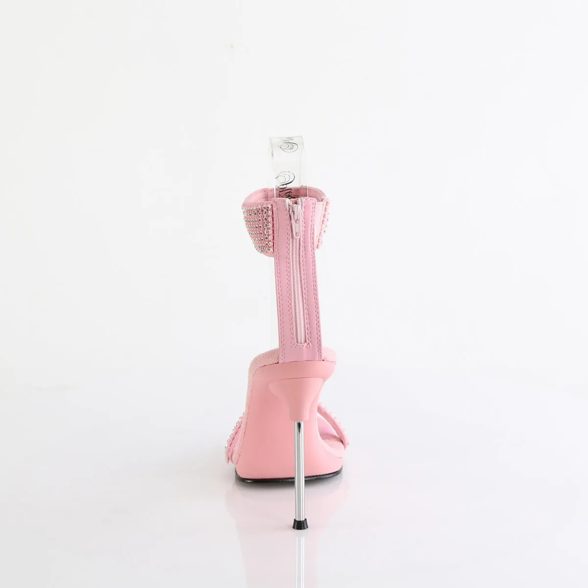 CHIC-40 - Baby Pink Faux Leather-Rhinestone Heels