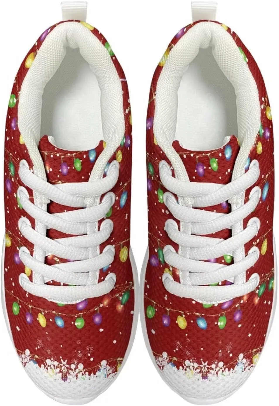 Children's Christmas Sneaker Cozy Lightweight Breathable Anti-Skid Hiking Shoes for Big Kids Athletic Lace-Up Walking Sneaker for Litter Kids US 11.5-3