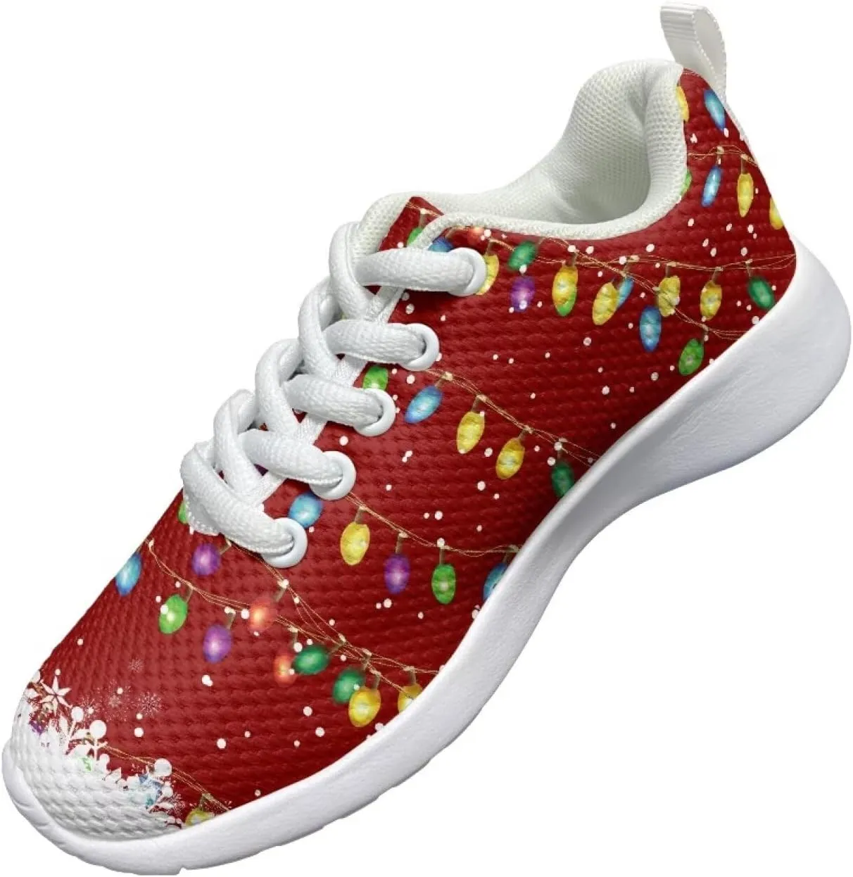 Children's Christmas Sneaker Cozy Lightweight Breathable Anti-Skid Hiking Shoes for Big Kids Athletic Lace-Up Walking Sneaker for Litter Kids US 11.5-3
