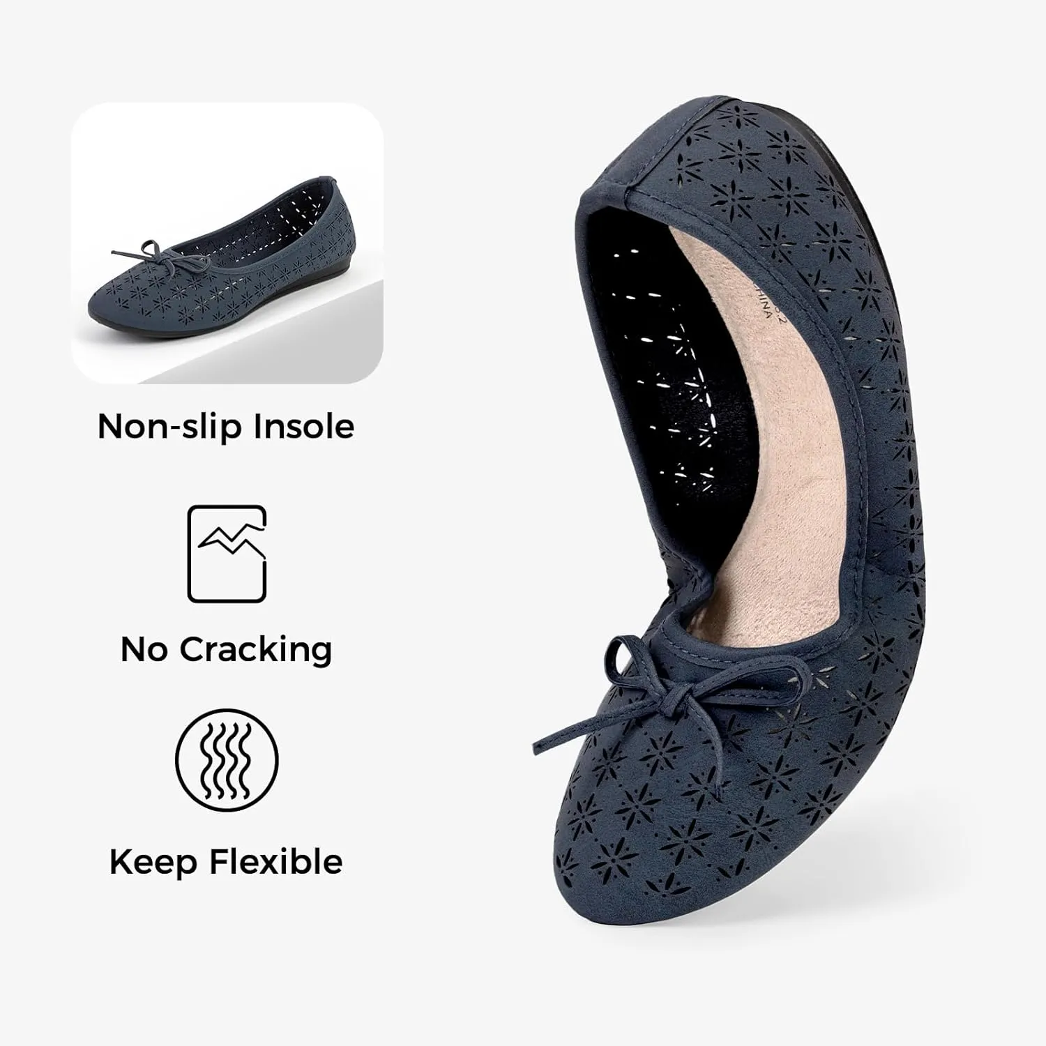CHIN·MOON Women's Slip-Ons Ballet Flats Comfortable Lightweight Casual Dress Shoes