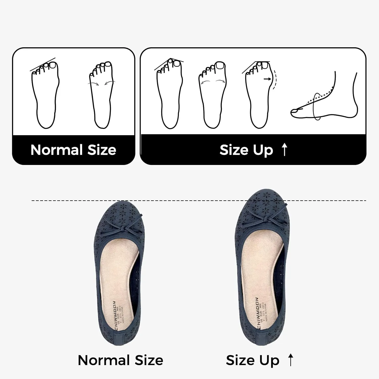 CHIN·MOON Women's Slip-Ons Ballet Flats Comfortable Lightweight Casual Dress Shoes