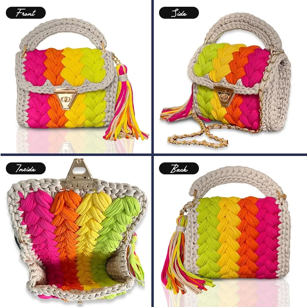 CHQEL Evening Clutch Bag for Women, Handmade Crochet Wedding Party Purse, Small Flap Formal Crossbody Handbag Evening Clutch