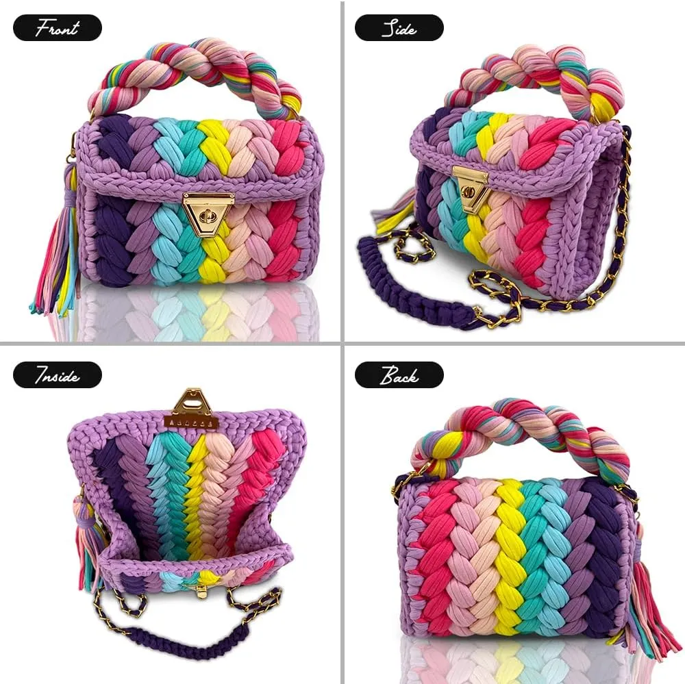 CHQEL Evening Clutch Bag for Women, Handmade Crochet Wedding Party Purse, Small Flap Formal Crossbody Handbag Evening Clutch