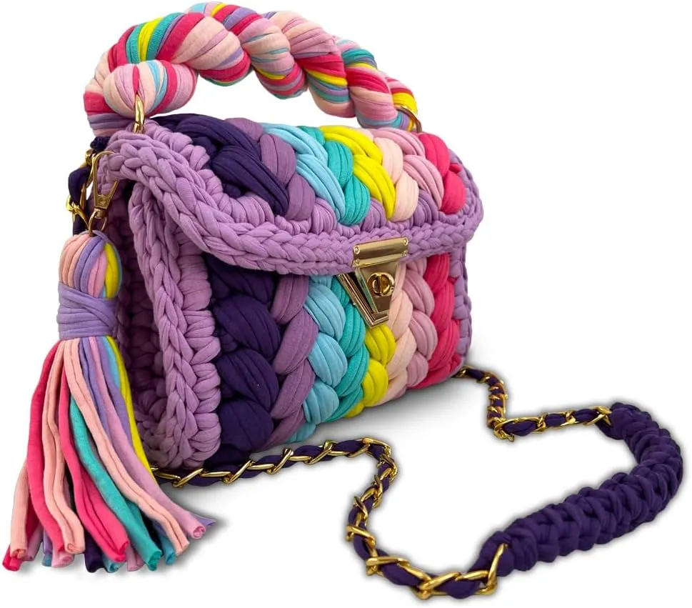 CHQEL Evening Clutch Bag for Women, Handmade Crochet Wedding Party Purse, Small Flap Formal Crossbody Handbag Evening Clutch