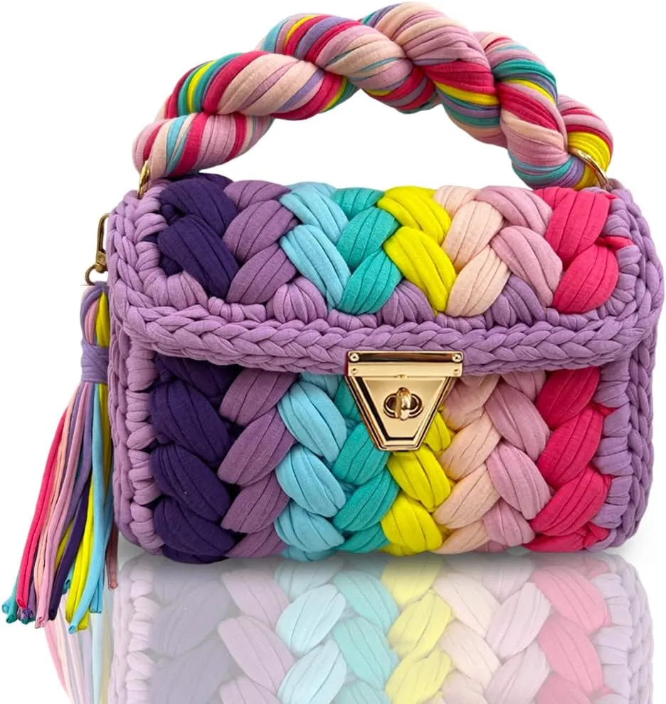 CHQEL Evening Clutch Bag for Women, Handmade Crochet Wedding Party Purse, Small Flap Formal Crossbody Handbag Evening Clutch