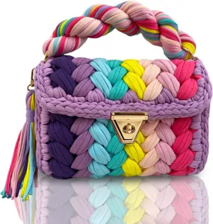 CHQEL Evening Clutch Bag for Women, Handmade Crochet Wedding Party Purse, Small Flap Formal Crossbody Handbag Evening Clutch
