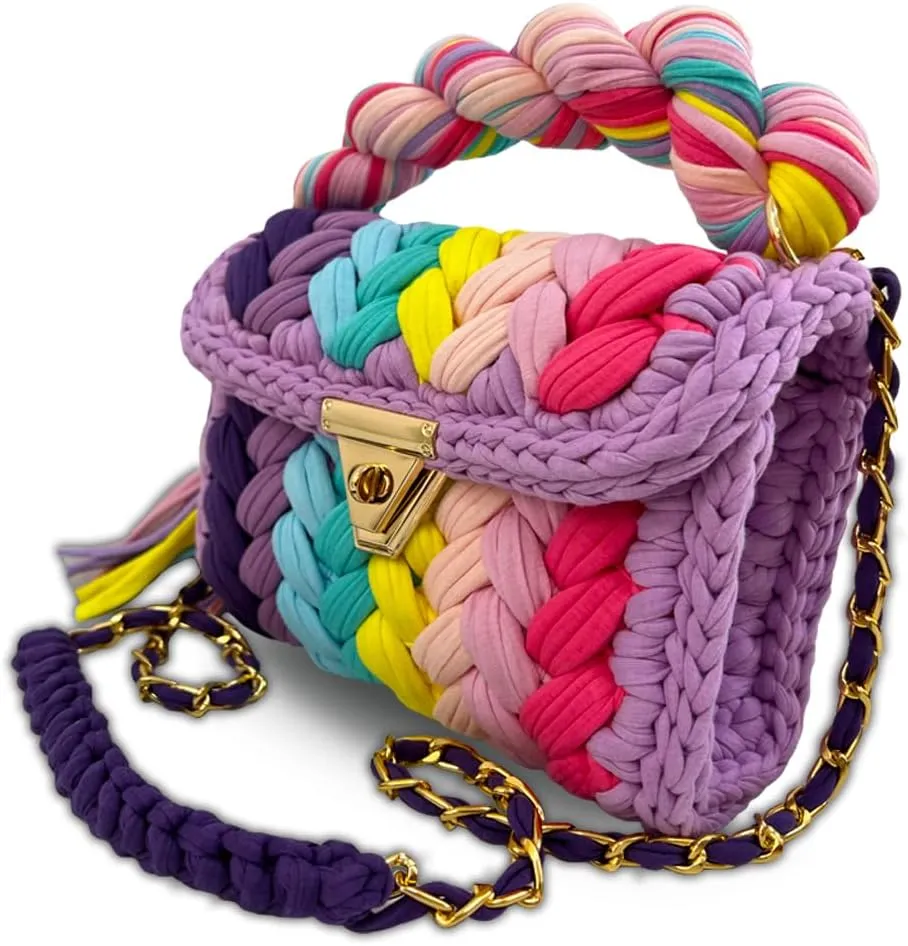 CHQEL Evening Clutch Bag for Women, Handmade Crochet Wedding Party Purse, Small Flap Formal Crossbody Handbag Evening Clutch