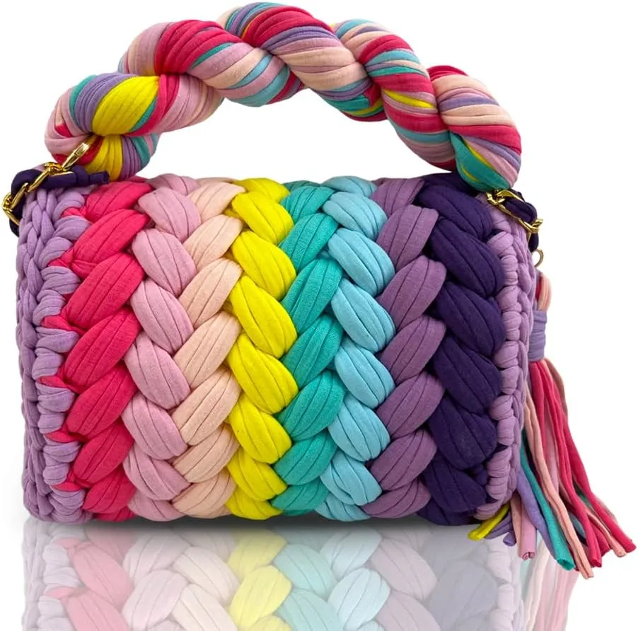 CHQEL Evening Clutch Bag for Women, Handmade Crochet Wedding Party Purse, Small Flap Formal Crossbody Handbag Evening Clutch