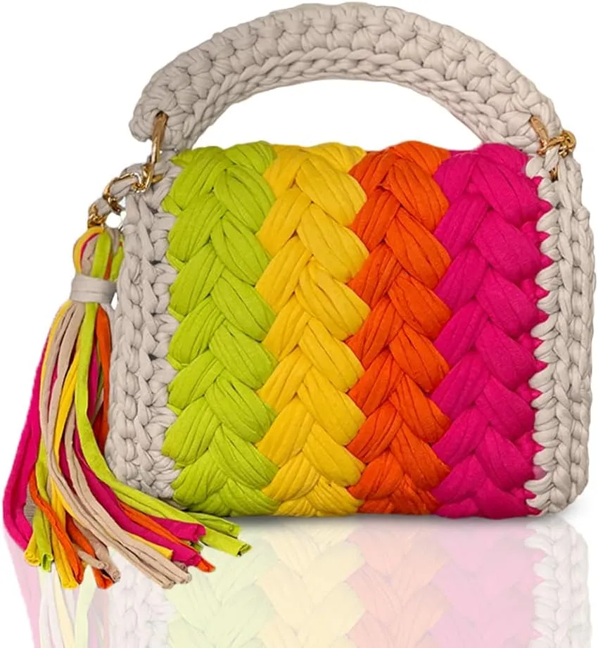 CHQEL Evening Clutch Bag for Women, Handmade Crochet Wedding Party Purse, Small Flap Formal Crossbody Handbag Evening Clutch
