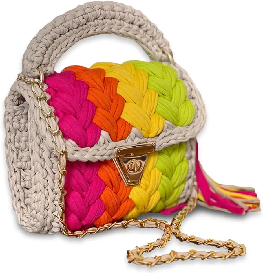 CHQEL Evening Clutch Bag for Women, Handmade Crochet Wedding Party Purse, Small Flap Formal Crossbody Handbag Evening Clutch