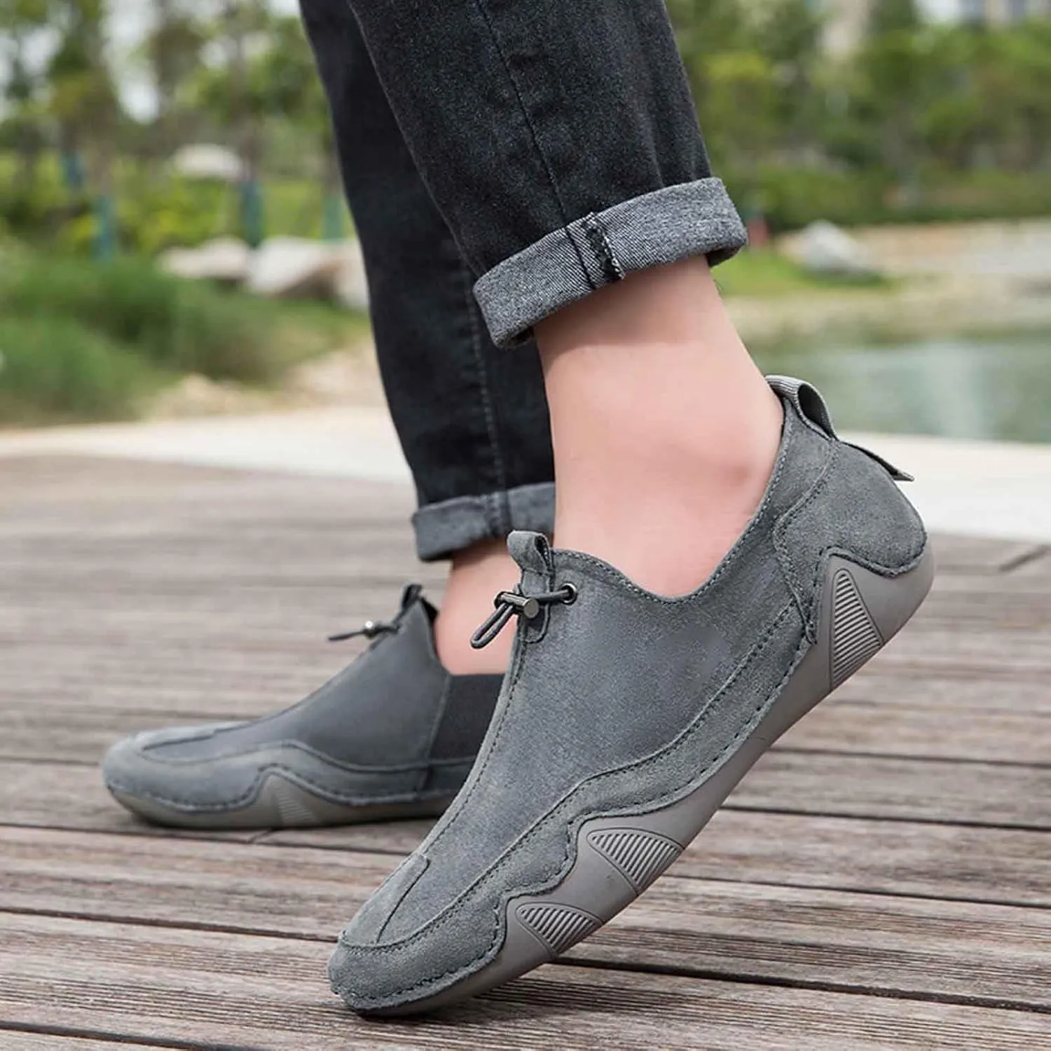 Chromatrail Comfortable Barefoot Walking Shoes Fashion Casual Lightweight Commute Shoes Slip-on Minimalist Shoe Men