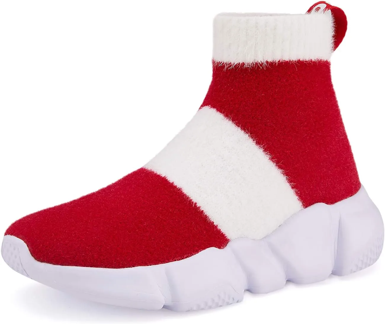 CHUI Boys Girls Breathable Sneakers Mesh Lightweight Easy Walk Casual Slip-On Athletic Running Walking Shoes (Little Kid/Big Kid) Red &White Size 4 M US