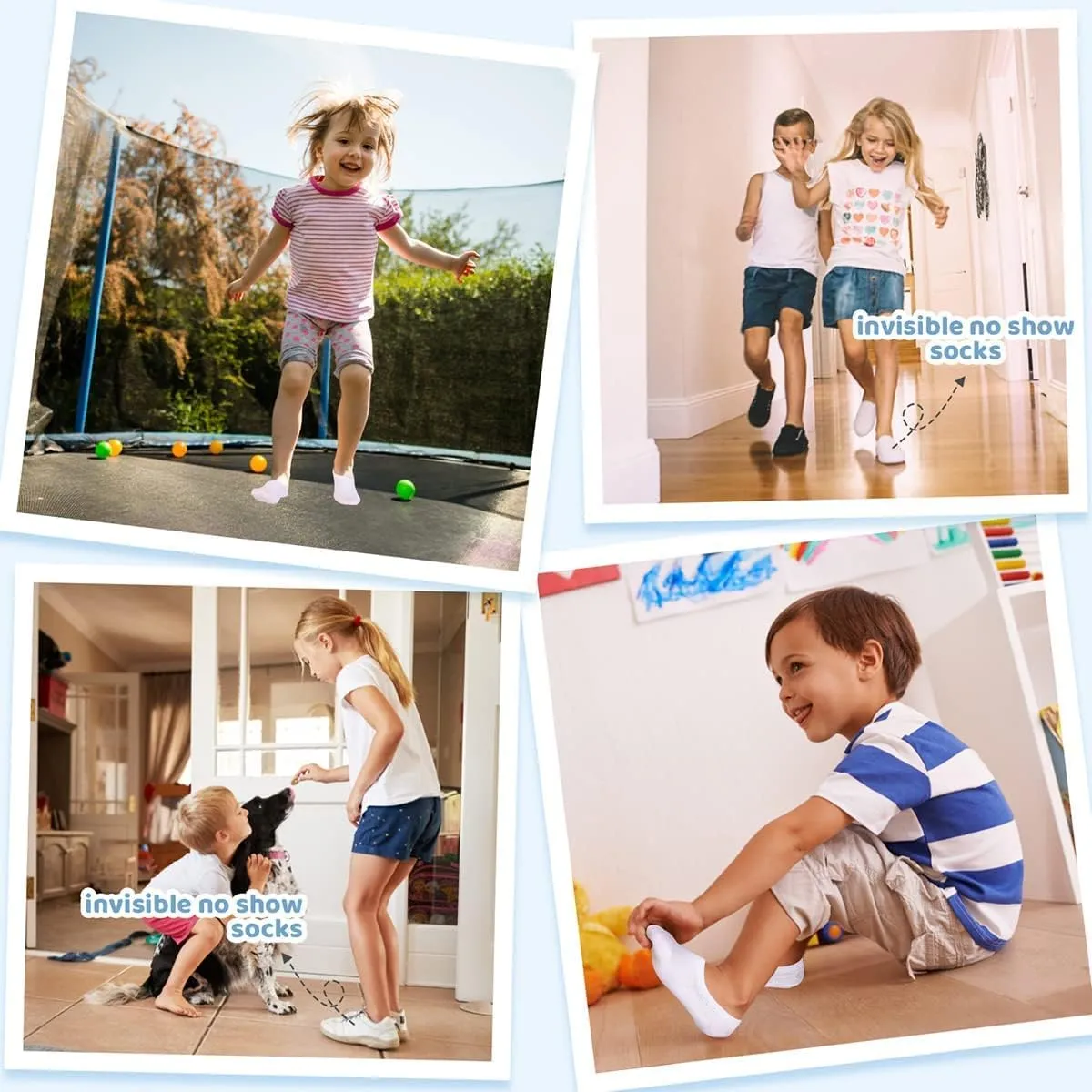 CHUNG Toddler Little Boys Girls No Show Liner Cotton Socks Thin Multi Solid Color White Summer 10 Pack 2T-12Years