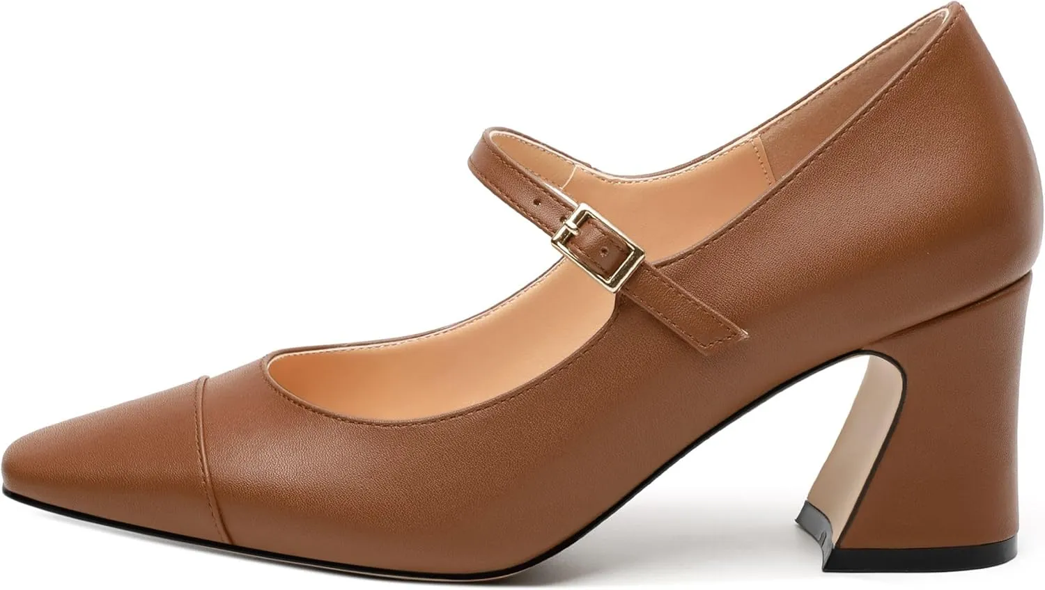 Chunky Block Heels for Women Square Patent Mary Jane Closed Toe Slip On Pumps Party Dress Wedding Shoes 2.5Inch