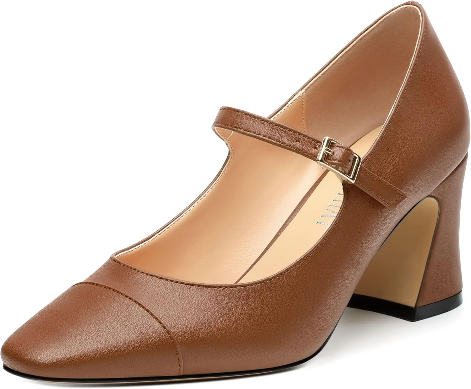Chunky Block Heels for Women Square Patent Mary Jane Closed Toe Slip On Pumps Party Dress Wedding Shoes 2.5Inch