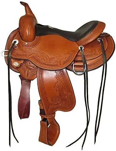 Circle Y Goodnight Wind River Flex2 Trail Saddle 1504-5 15 inch, Grainout Seat, Regular Oil, Wide Tree