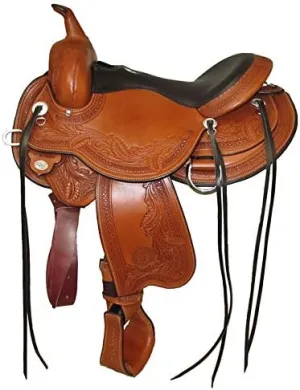 Circle Y Goodnight Wind River Flex2 Trail Saddle 1504-5 15 inch, Grainout Seat, Regular Oil, Wide Tree
